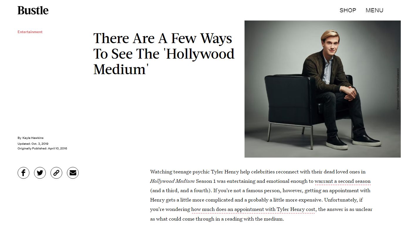 How Much Does An Appointment With Tyler Henry Cost? The ... - Bustle